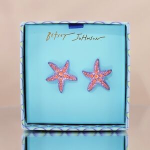 Betsey Johnson Starfish Stud Earrings Mermaid Jewels Rhinestone Beach Vacation